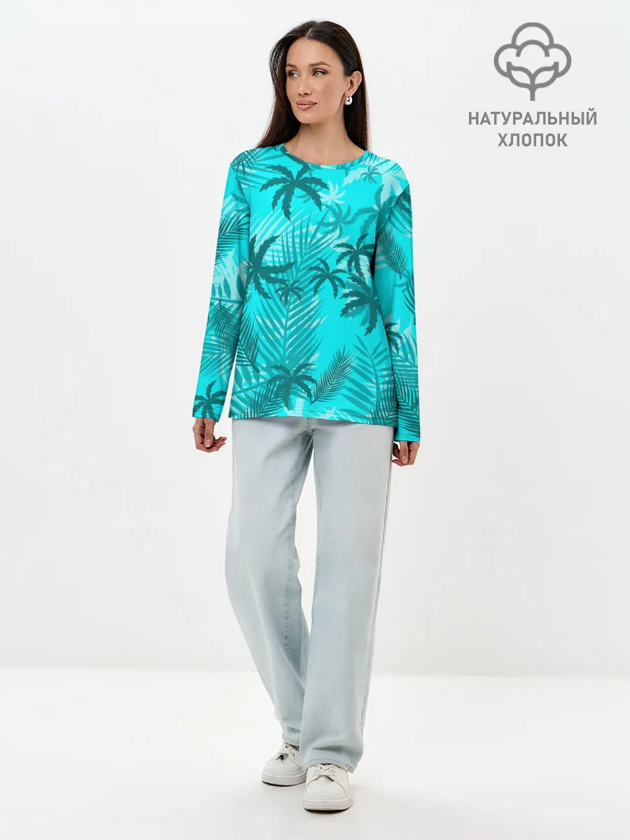 Лонгслив женский. Хлопок / НЕОНОВЫЕ ПАЛЬМЫ