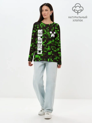 Лонгслив женский. Хлопок / MINECRAFT CREEPER