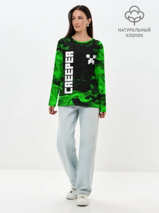 Лонгслив женский. Хлопок / MINECRAFT CREEPER