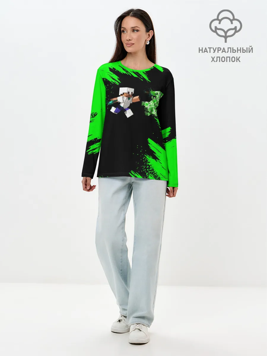 Лонгслив женский. Хлопок / MINECRAFT