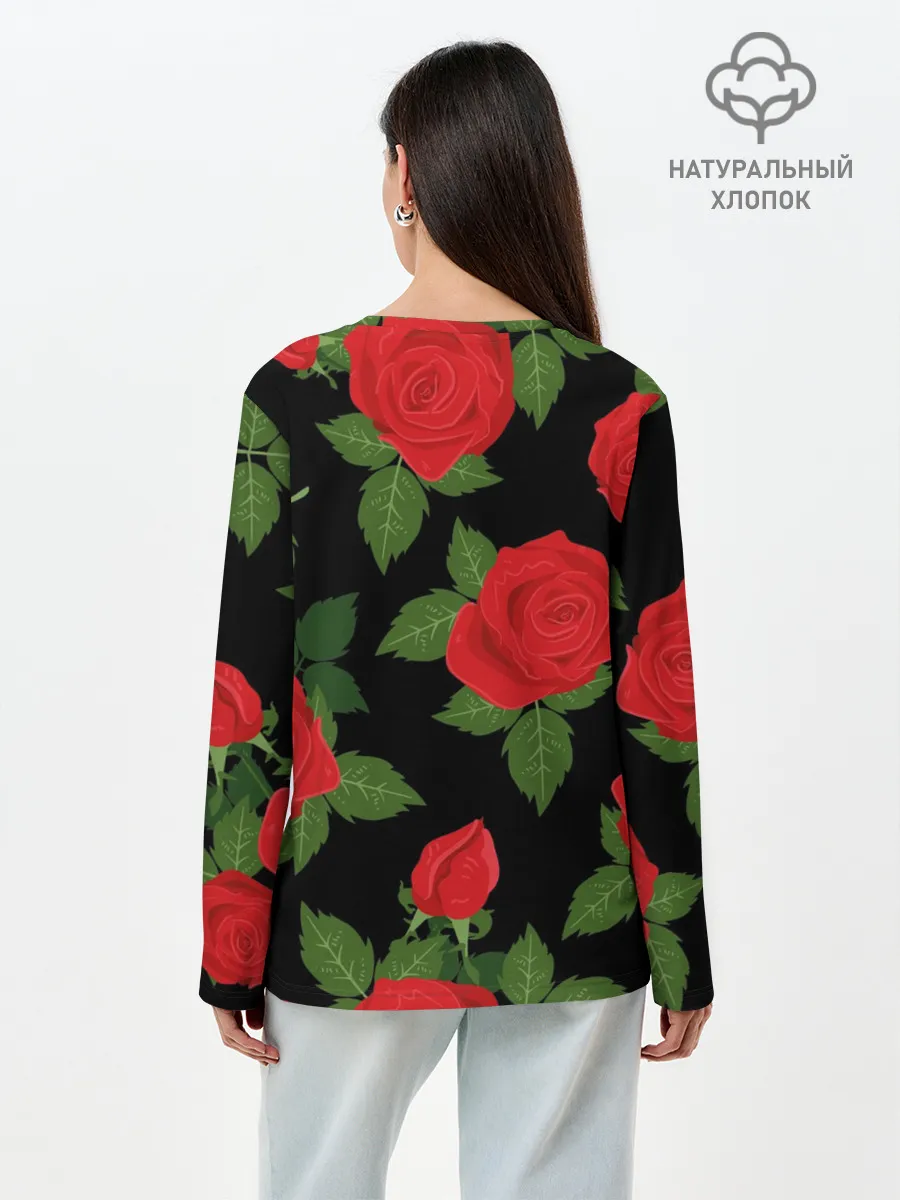 Лонгслив женский. Хлопок / Мачо Котик | Ковбой