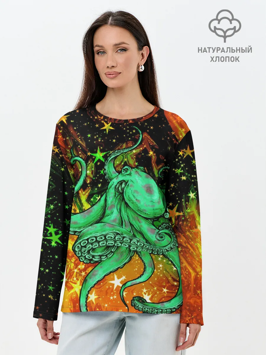 Лонгслив женский. Хлопок / Cosmo Octopus
