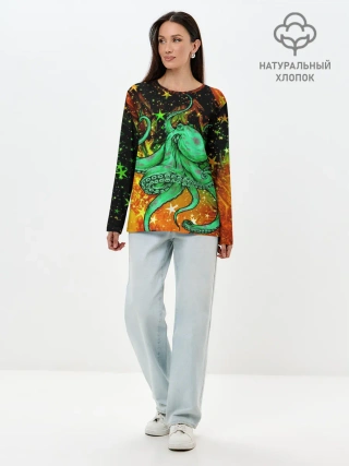 Лонгслив женский. Хлопок / Cosmo Octopus