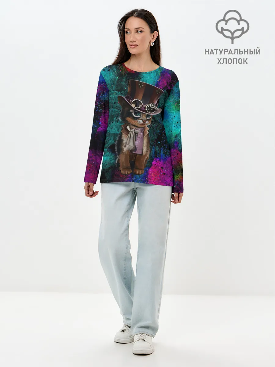 Лонгслив женский. Хлопок / Сказочный Котик