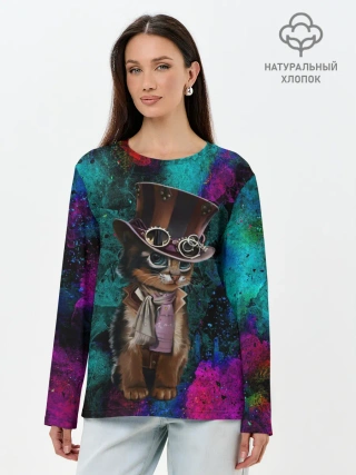 Лонгслив женский. Хлопок / Сказочный Котик