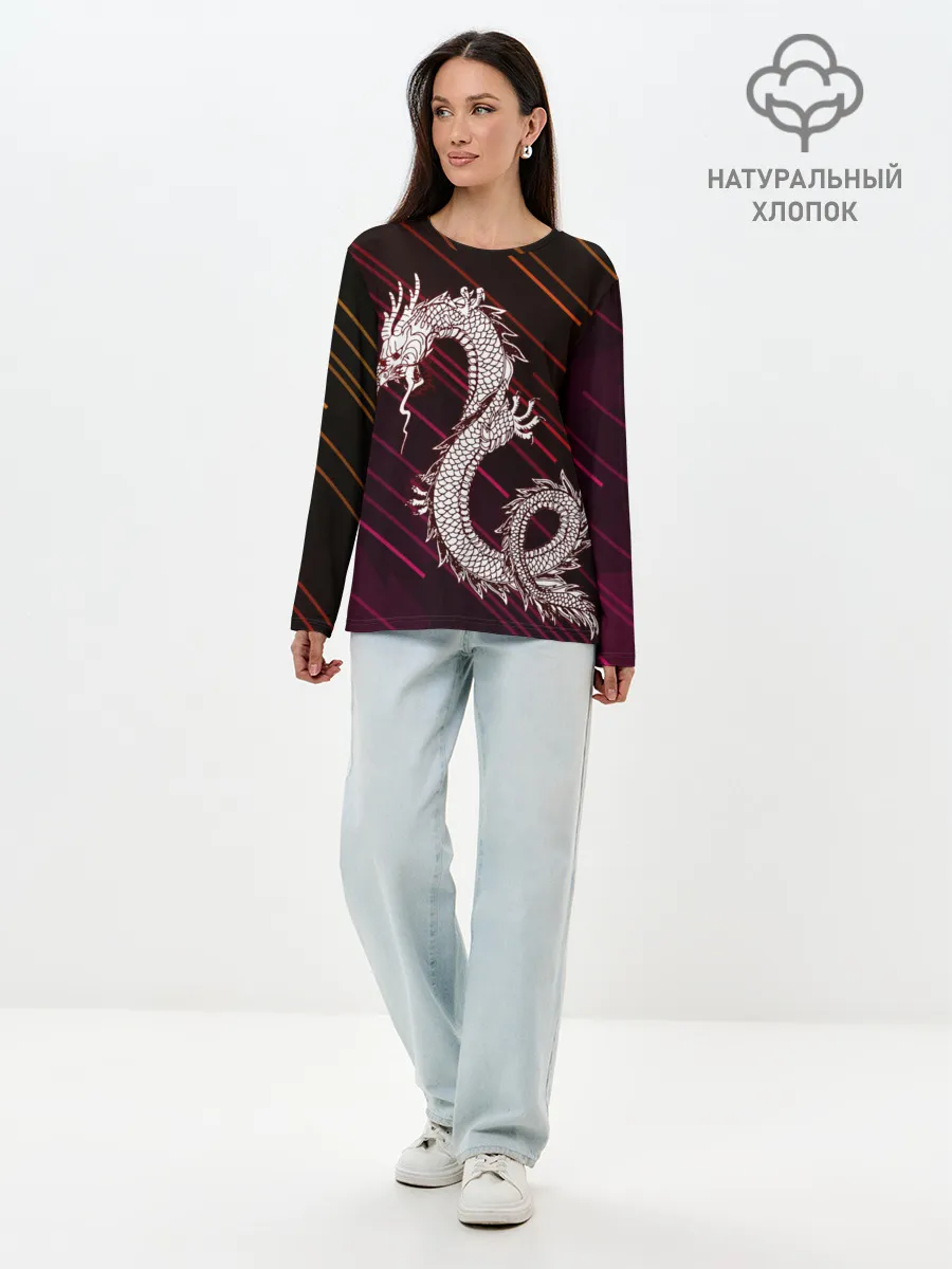 Лонгслив женский. Хлопок / Dragon | Дракон