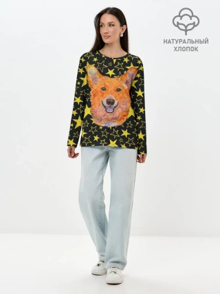 Лонгслив женский. Хлопок / Corgi | Stars