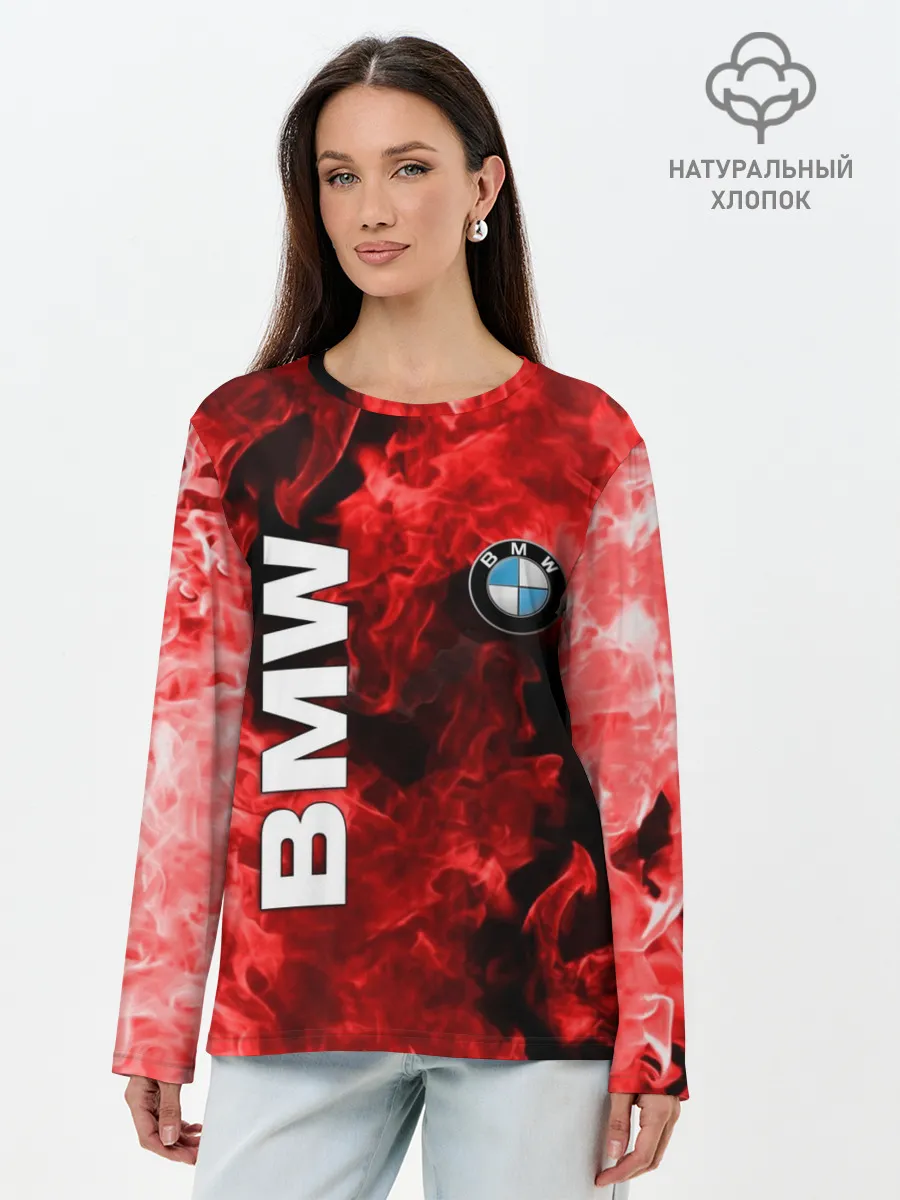 Лонгслив женский. Хлопок / BMW FIRE