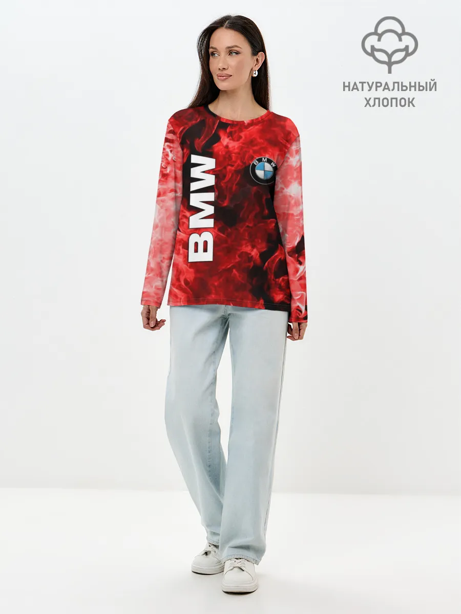 Лонгслив женский. Хлопок / BMW FIRE