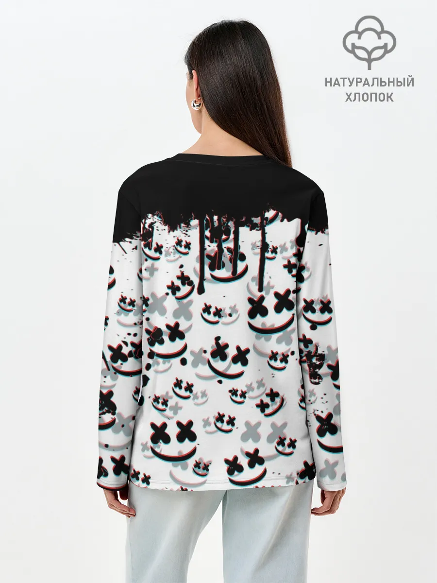 Лонгслив женский. Хлопок / MARSHMELLO GLITCH
