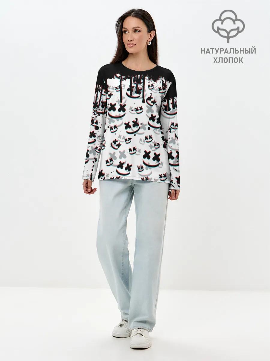 Лонгслив женский. Хлопок / MARSHMELLO GLITCH