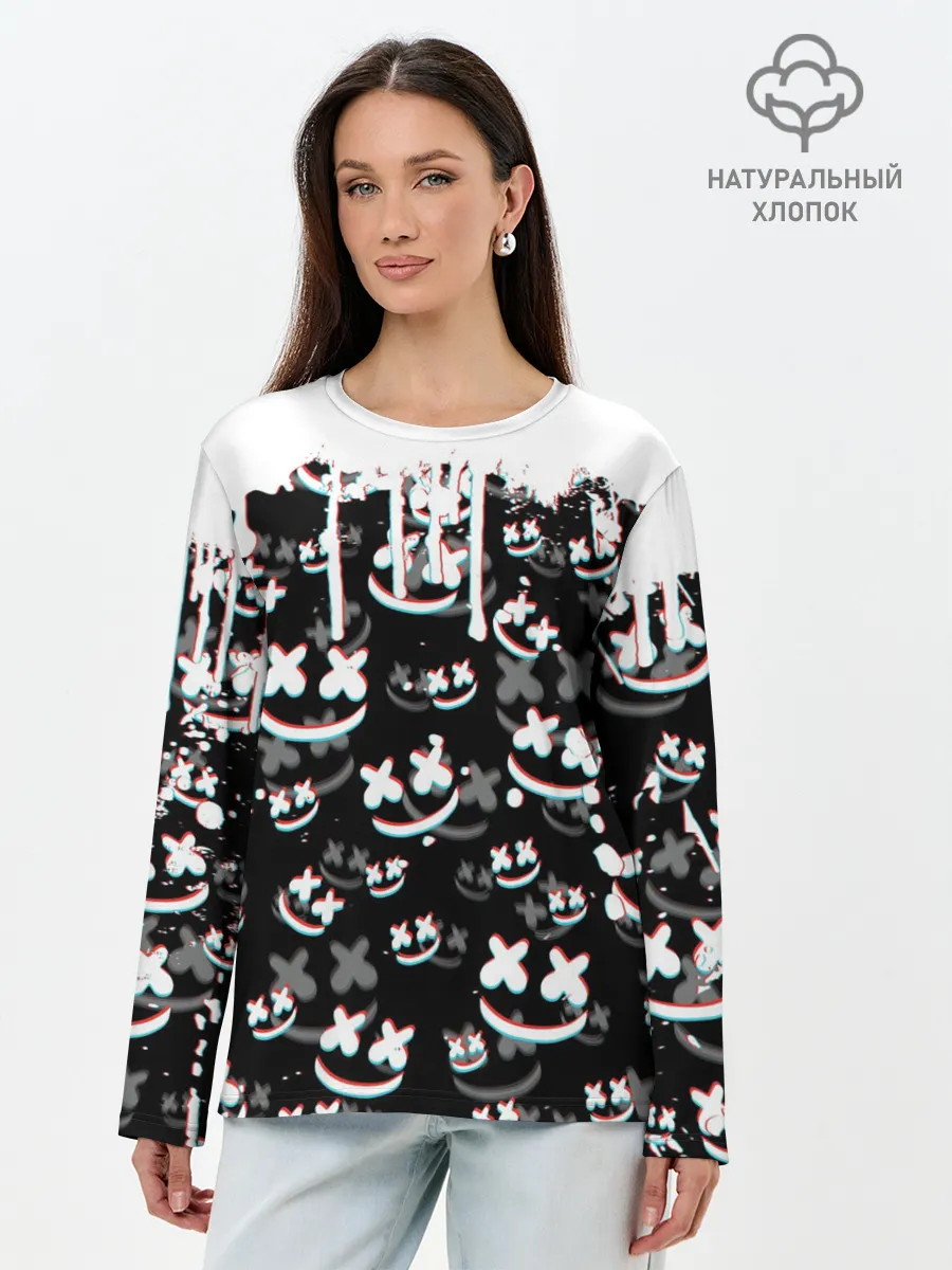 Лонгслив женский. Хлопок / MARSHMELLO GLITCH