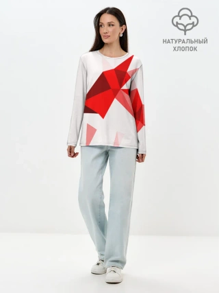 Лонгслив женский. Хлопок / GEOMETRY RED