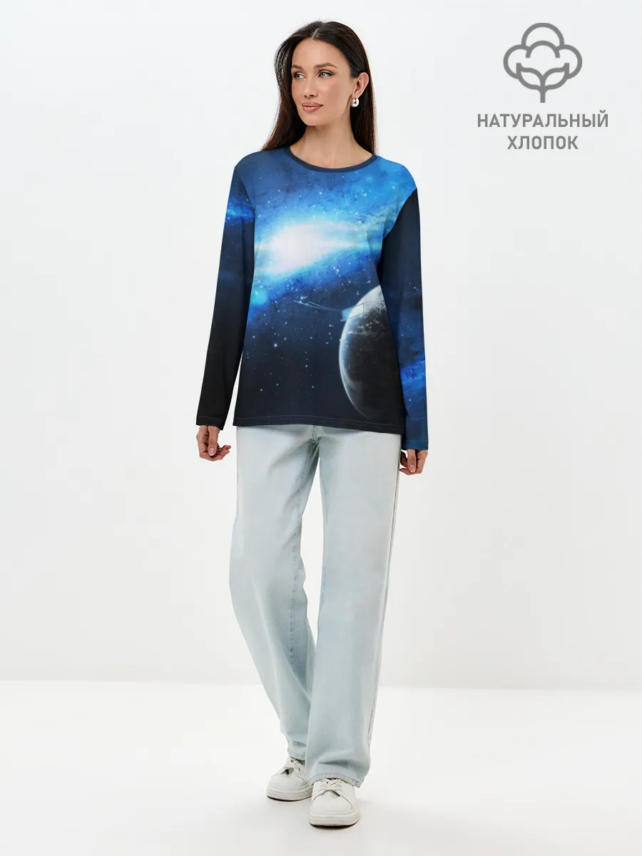 Лонгслив женский. Хлопок / Космос