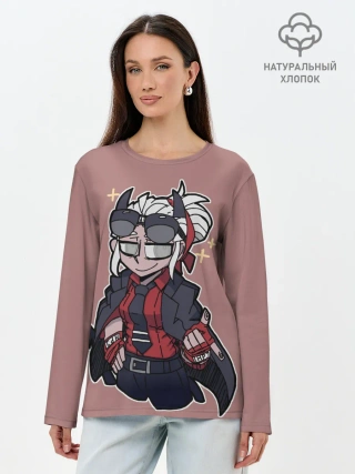 Лонгслив женский. Хлопок / Helltaker.