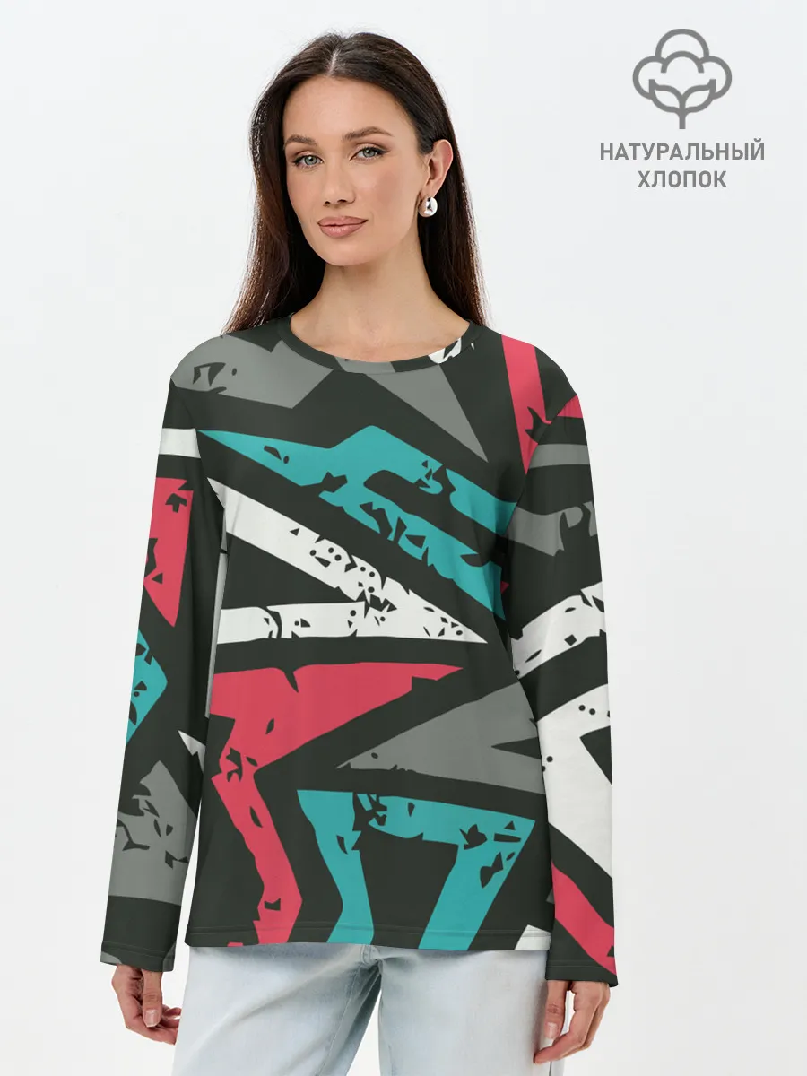 Лонгслив женский. Хлопок / Geometric Abstraction