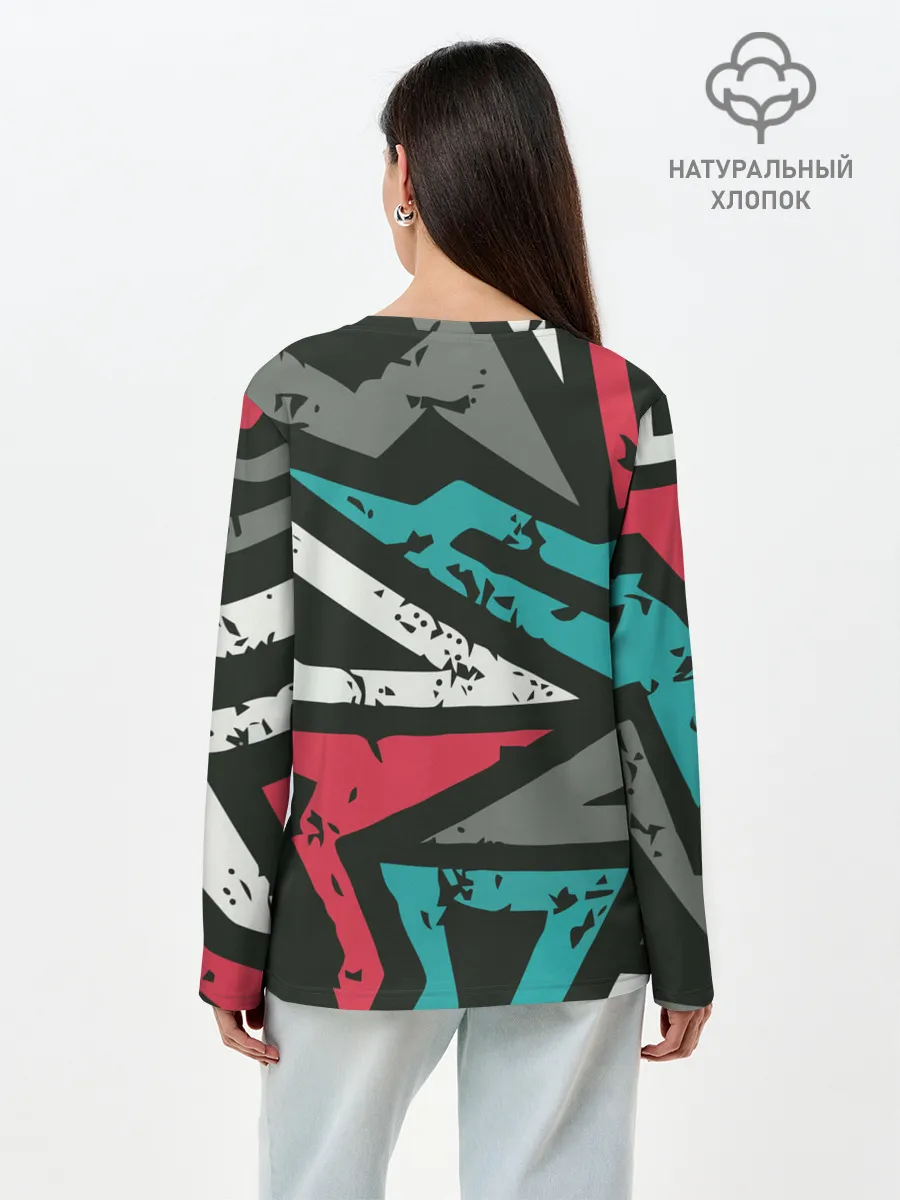 Лонгслив женский. Хлопок / Geometric Abstraction