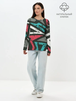 Лонгслив женский. Хлопок / Geometric Abstraction