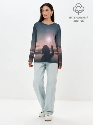 Лонгслив женский. Хлопок / девушка свечение волшебство