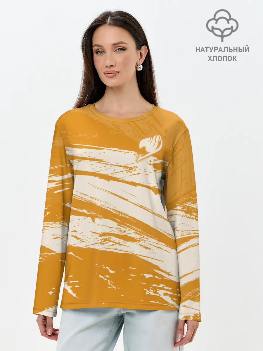 Лонгслив женский. Хлопок / Хвост Феи оранжевые тона