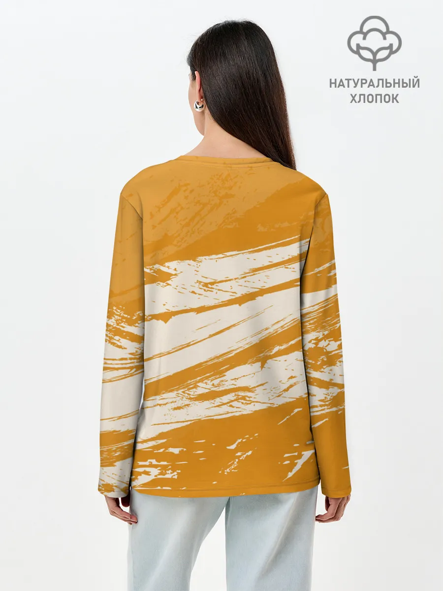Лонгслив женский. Хлопок / Хвост Феи оранжевые тона