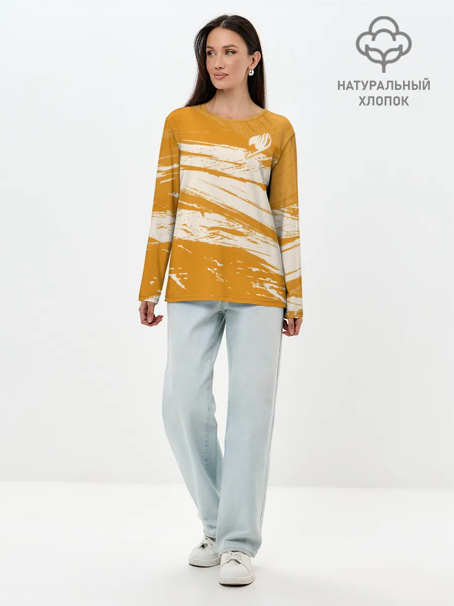 Лонгслив женский. Хлопок / Хвост Феи оранжевые тона