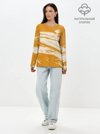 Лонгслив женский. Хлопок / Хвост Феи оранжевые тона