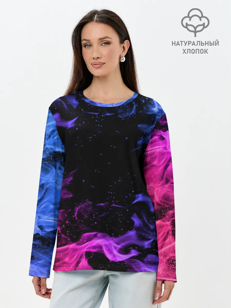 Лонгслив женский. Хлопок / ОГОНЬ НЕОН