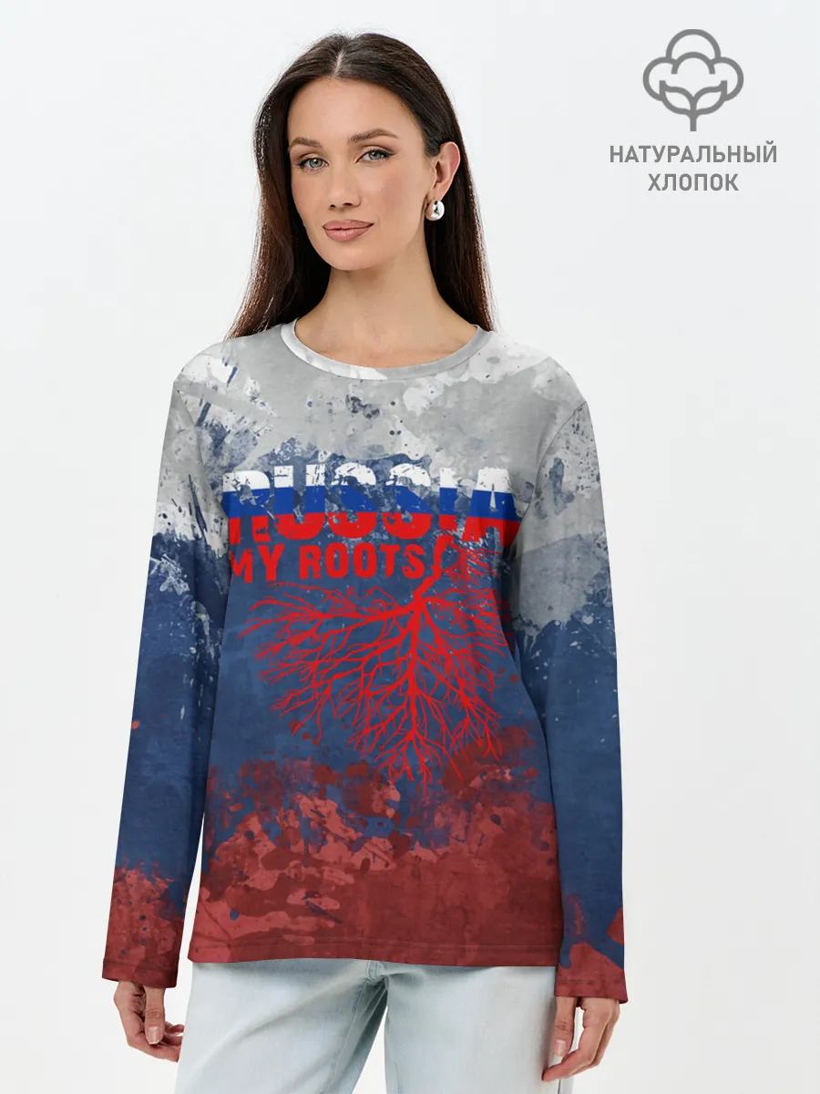 Лонгслив женский. Хлопок / Russia my roots