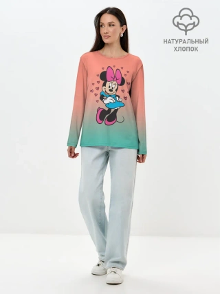Лонгслив женский. Хлопок / Минни Маус