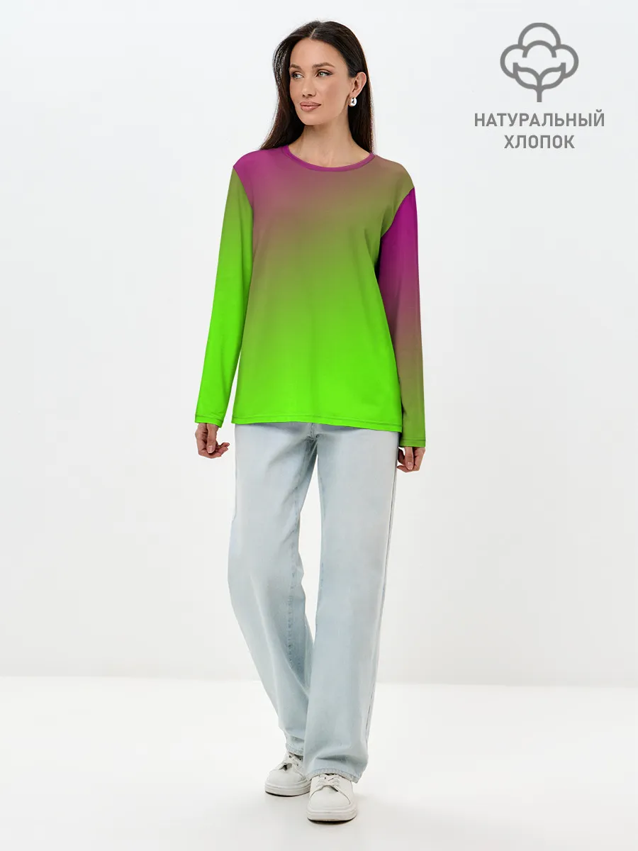 Лонгслив женский. Хлопок / Кислотная
