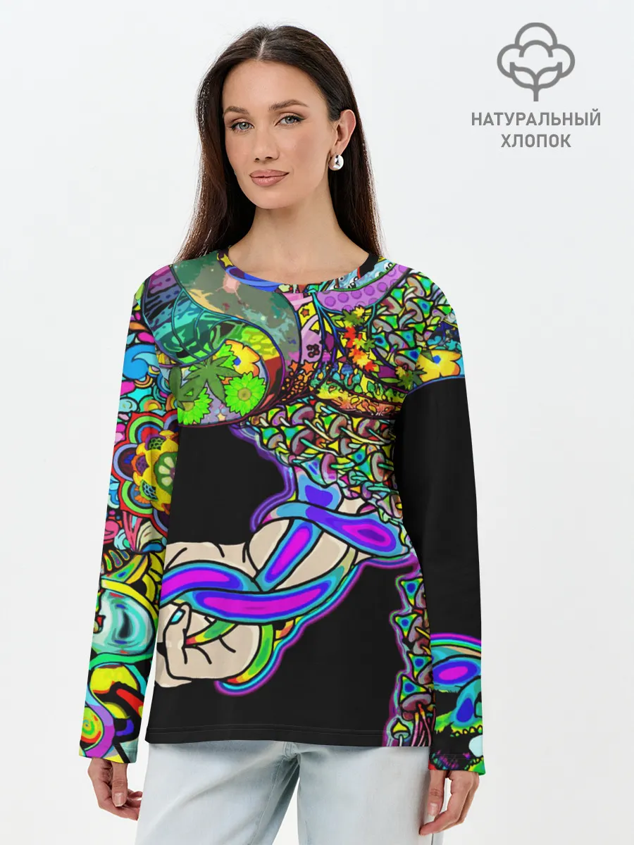 Лонгслив женский. Хлопок / ПСИХОДЕЛИКА NEW