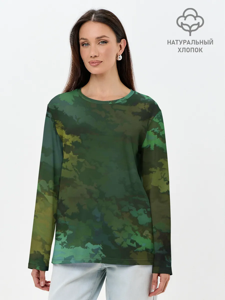 Лонгслив женский. Хлопок / Армейский Камуфляж | Ранний