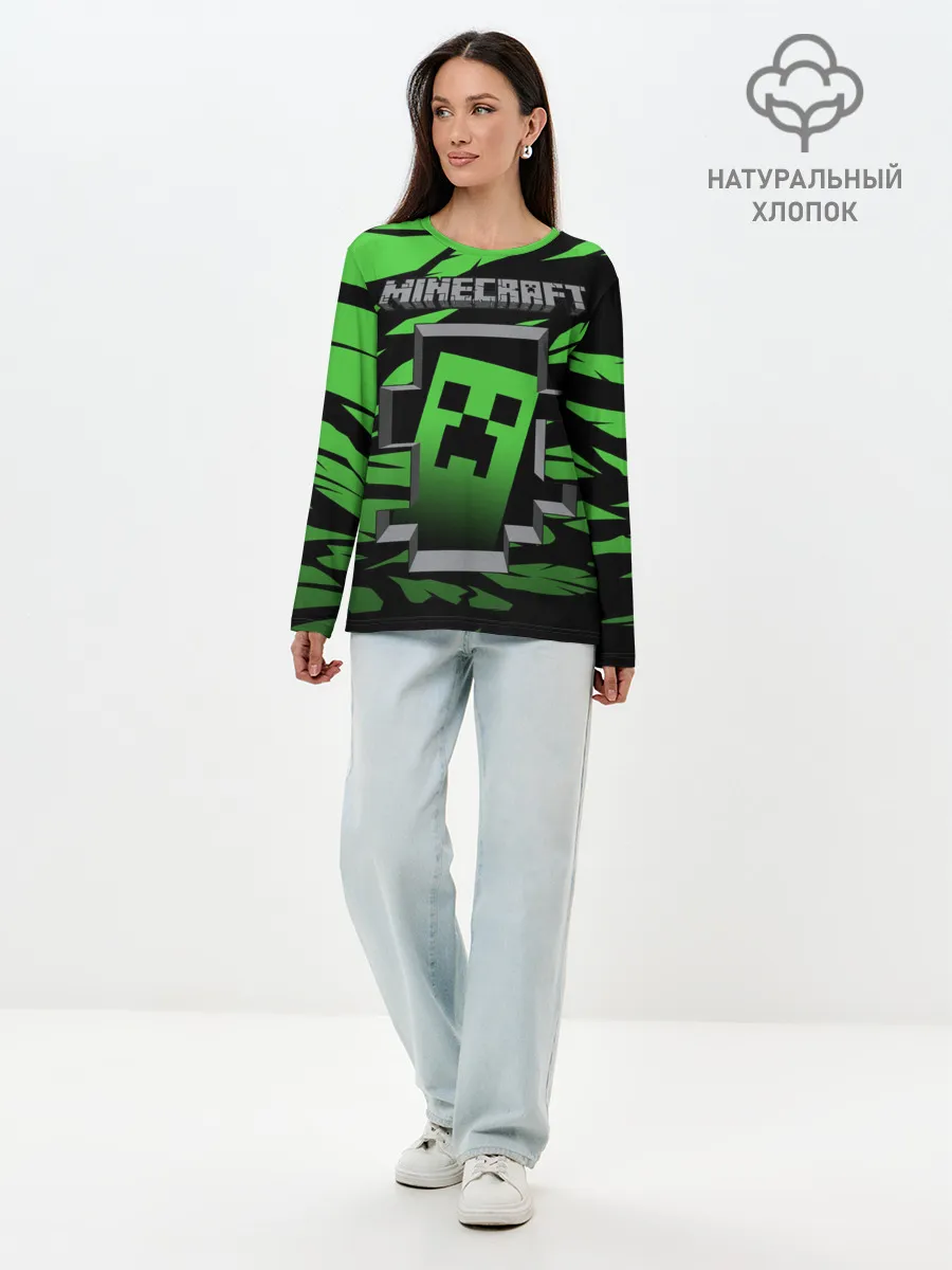 Лонгслив женский. Хлопок / Minecraft