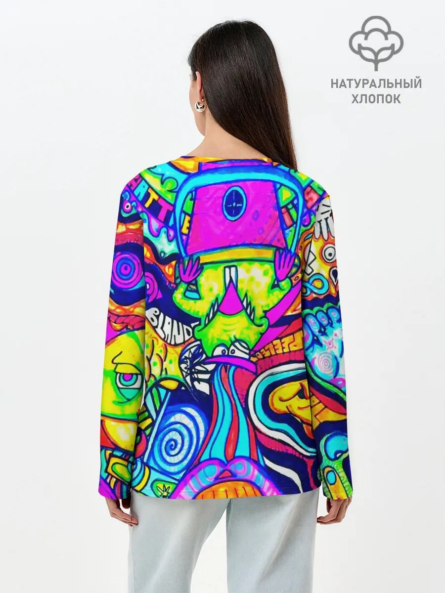 Лонгслив женский. Хлопок / КИСЛОТНЫЕ РИСУНОК