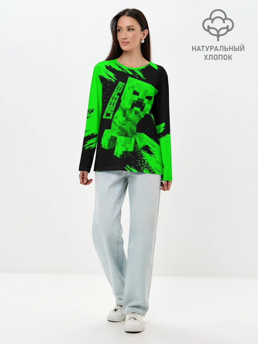 Лонгслив женский. Хлопок / MINECRAFT CREEPER