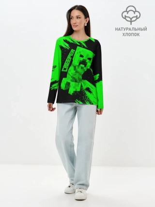 Лонгслив женский. Хлопок / MINECRAFT CREEPER