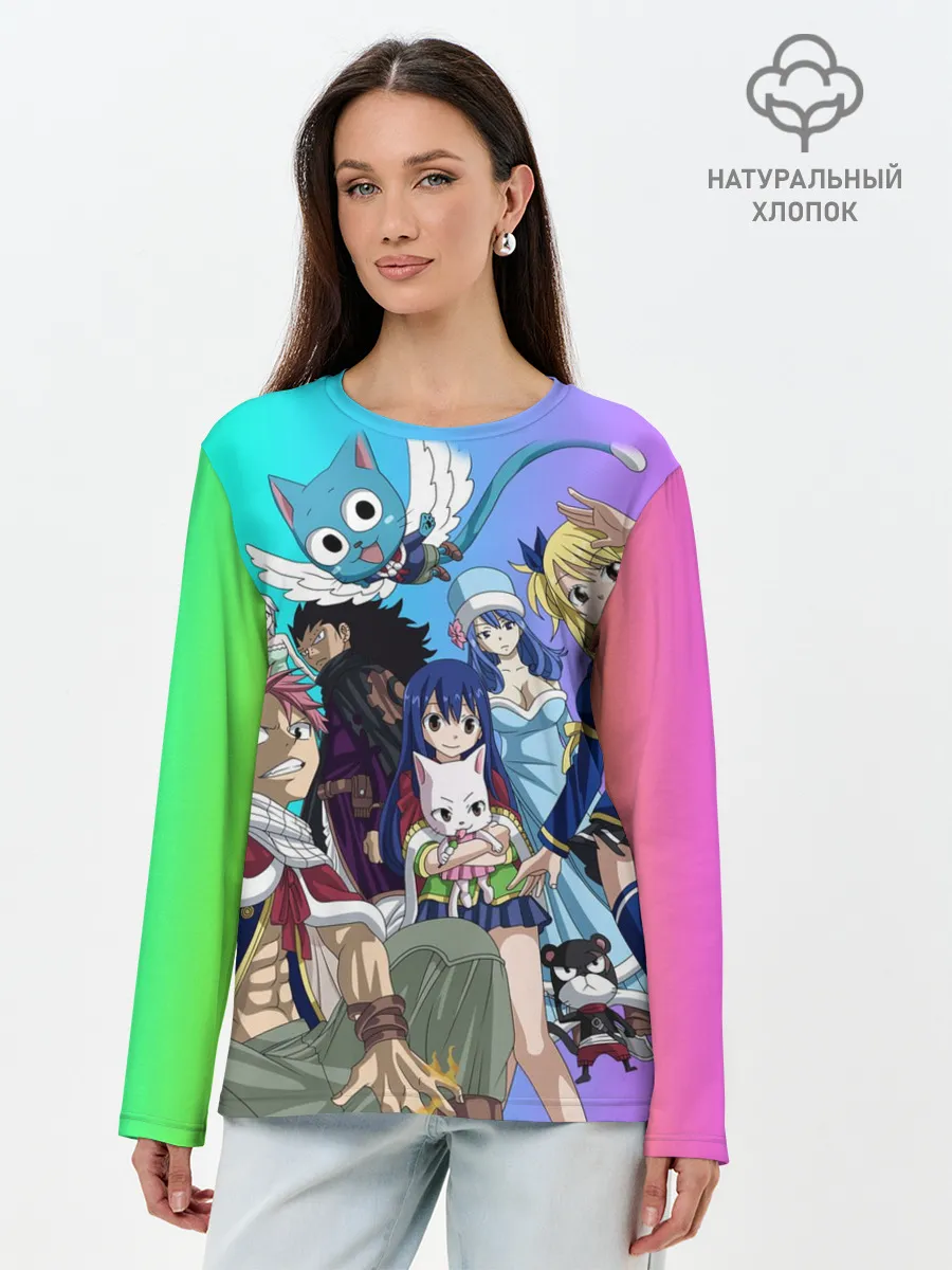 Лонгслив женский. Хлопок / Fairy Tail rainbow
