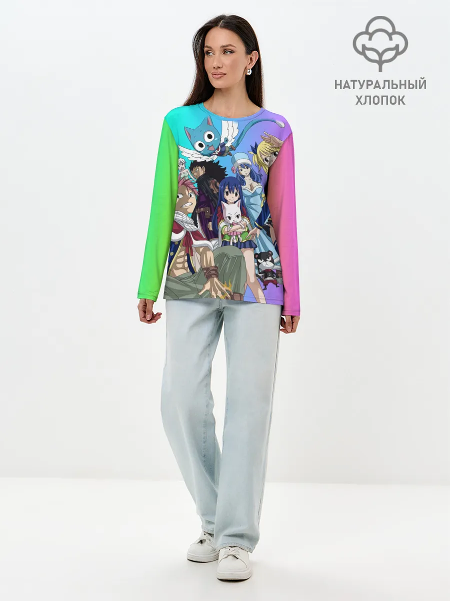 Лонгслив женский. Хлопок / Fairy Tail rainbow