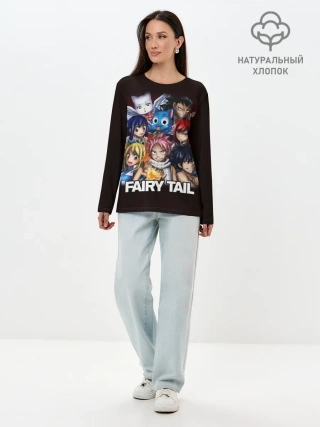 Лонгслив женский. Хлопок / Fairy Tail logo and heroes