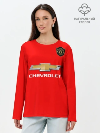 Лонгслив женский. Хлопок / Манчестер Юнайтед форма 2020