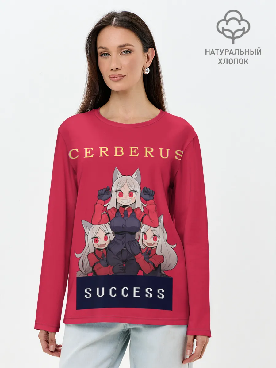 Лонгслив женский. Хлопок / Helltaker: CERBERUS