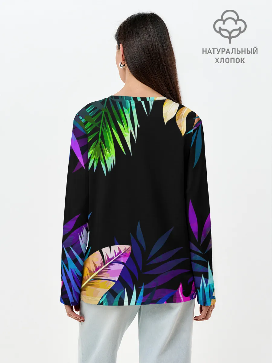 Лонгслив женский. Хлопок / Тропическая Ночь