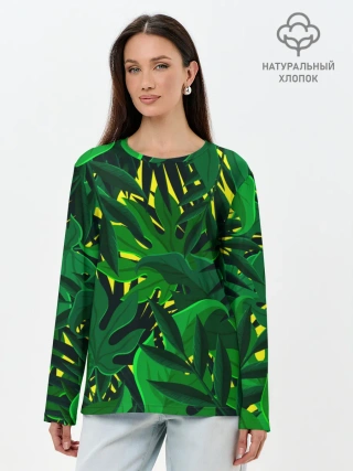 Лонгслив женский. Хлопок / В джунглях
