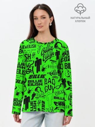 Лонгслив женский. Хлопок / BILLIE EILISH | БИЛЛИ АЙЛИШ LOGOBOMBING