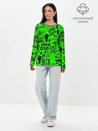 Лонгслив женский. Хлопок / BILLIE EILISH | БИЛЛИ АЙЛИШ LOGOBOMBING