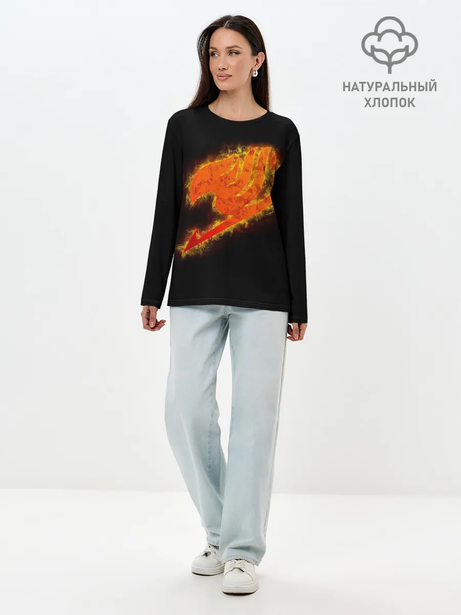 Лонгслив женский. Хлопок / burning helmet Fairy Tail