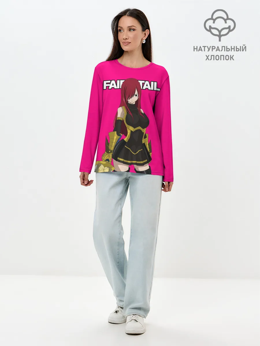 Лонгслив женский. Хлопок / Эльза на розовом фоне