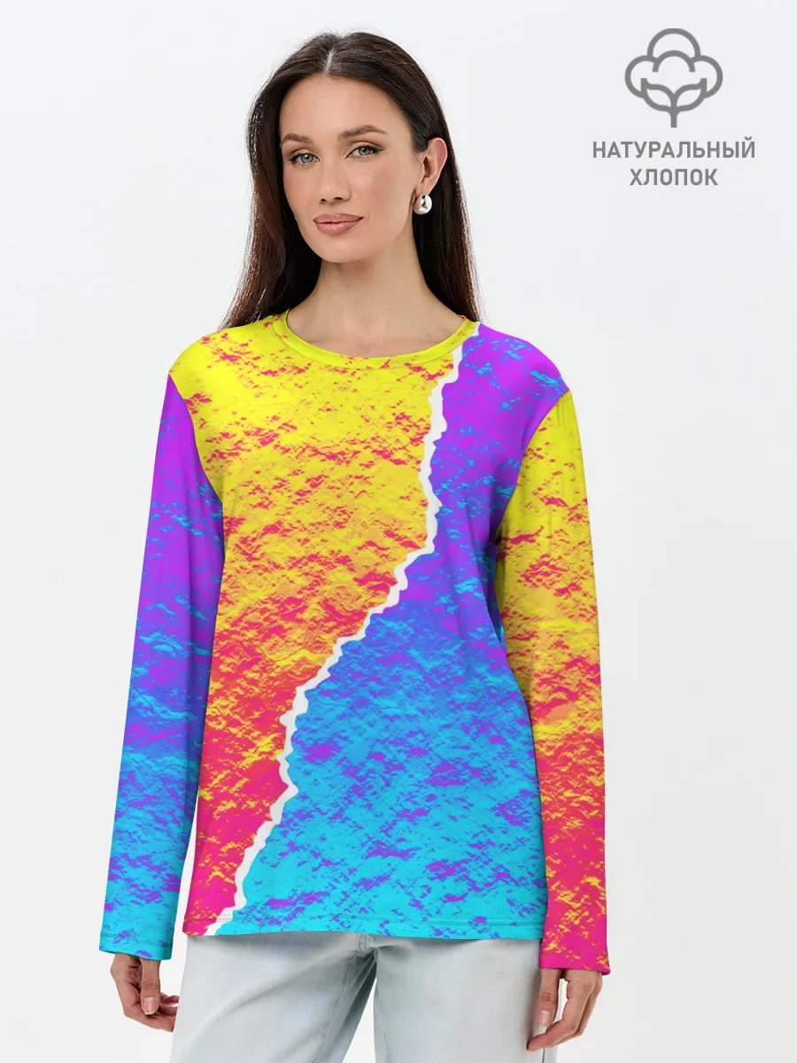 Лонгслив женский. Хлопок / Цветные переливы