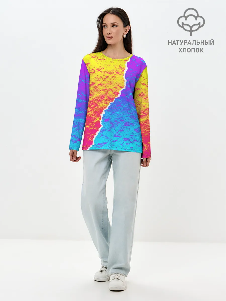 Лонгслив женский. Хлопок / Цветные переливы